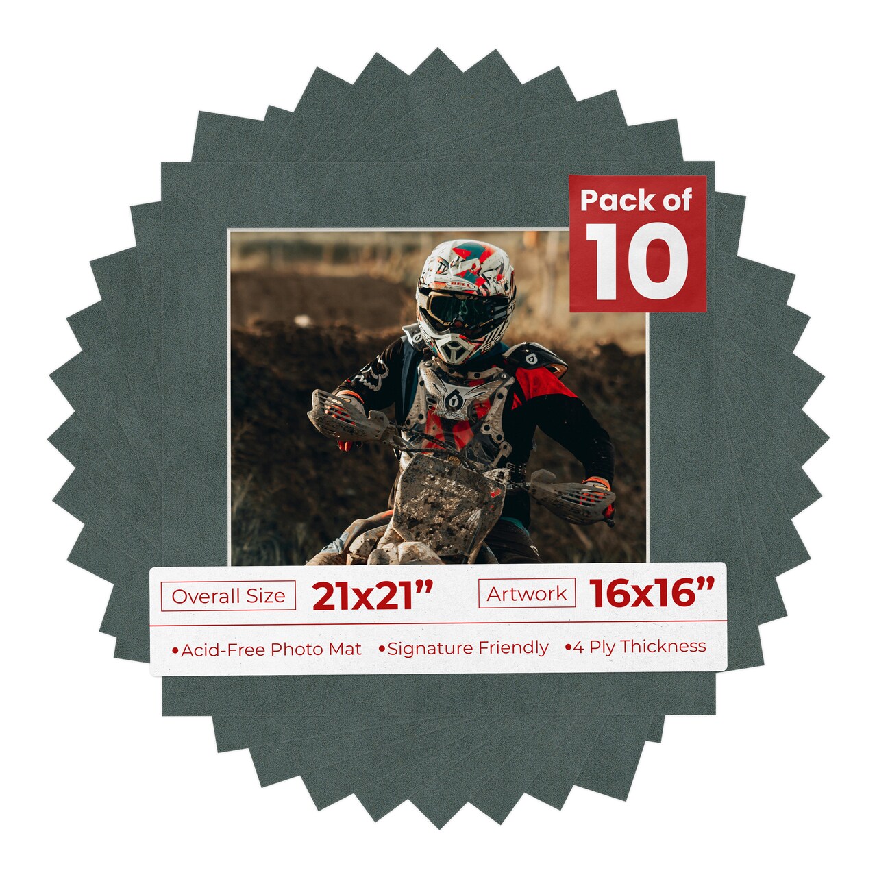 Dark Grey Suede Mat Board for 21x21 Frames - Fits 16x16 Photos